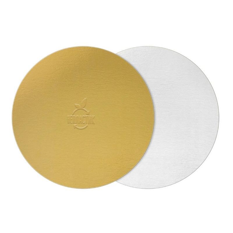 Подложка для торта усиленная картон 28см, толщ. 1,5мм золото/жемчуг, в коробке (100)