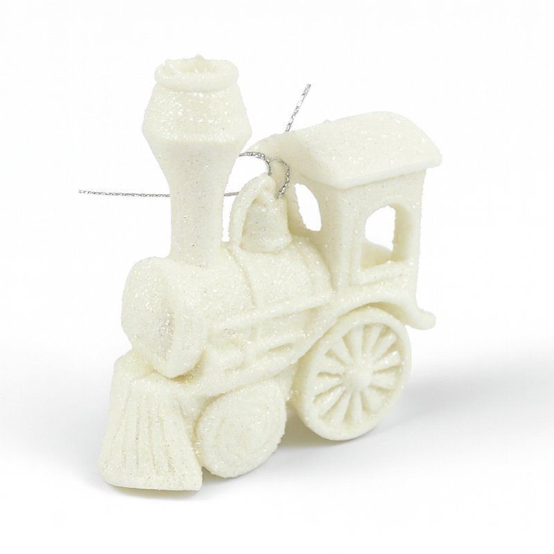 Игрушка новогодняя на елку ПАРОВОЗ 9*7см пластик белая OSHR21-536/JC-16463 (1200)