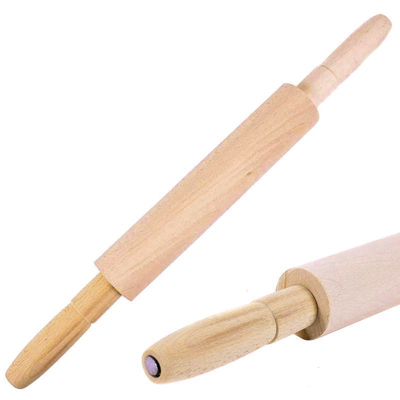 Скалка 42,5*4,2см дерево ХОЗЯЮШКА малая вращающиеся ручки арт 40-34 (40)