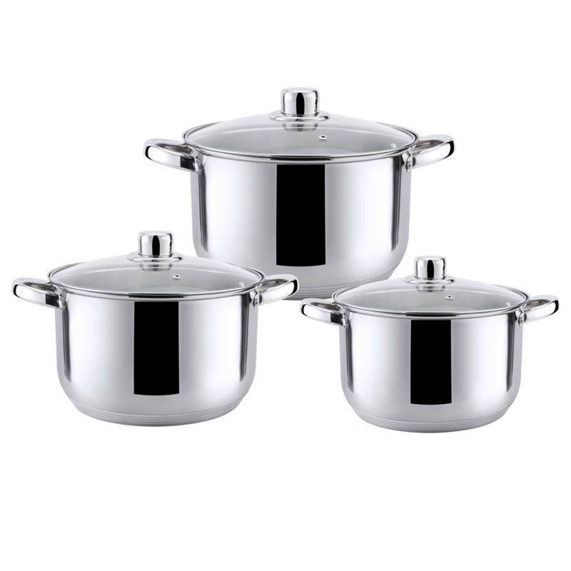 Набор кастрюль 3пр к. 2,9/3,9/5,1л нерж.сталь стекл.крышки индукция (4)