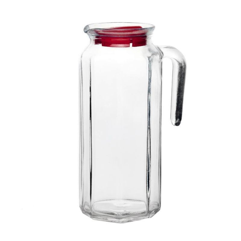 Кувшин 1л стекло КОШЕМ с красной крышкой (12)