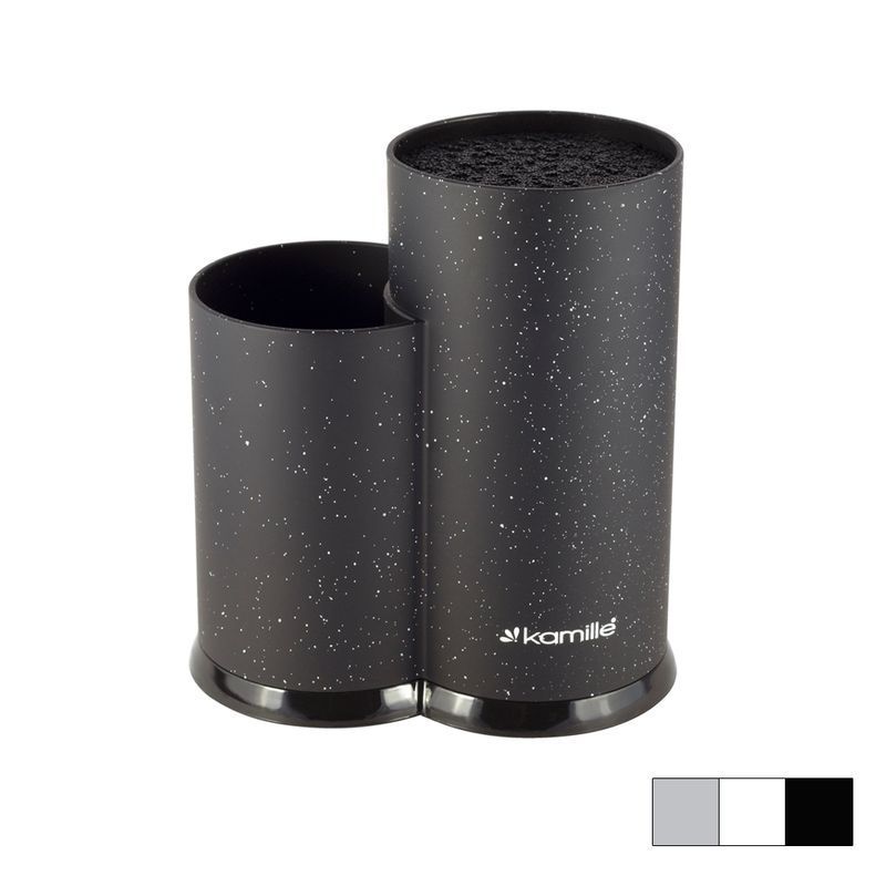 Подставка для ножей с наполнителем двойная 22см пластик (чёрный мрамор, белый мрамор, серый мрамор) арт.7607