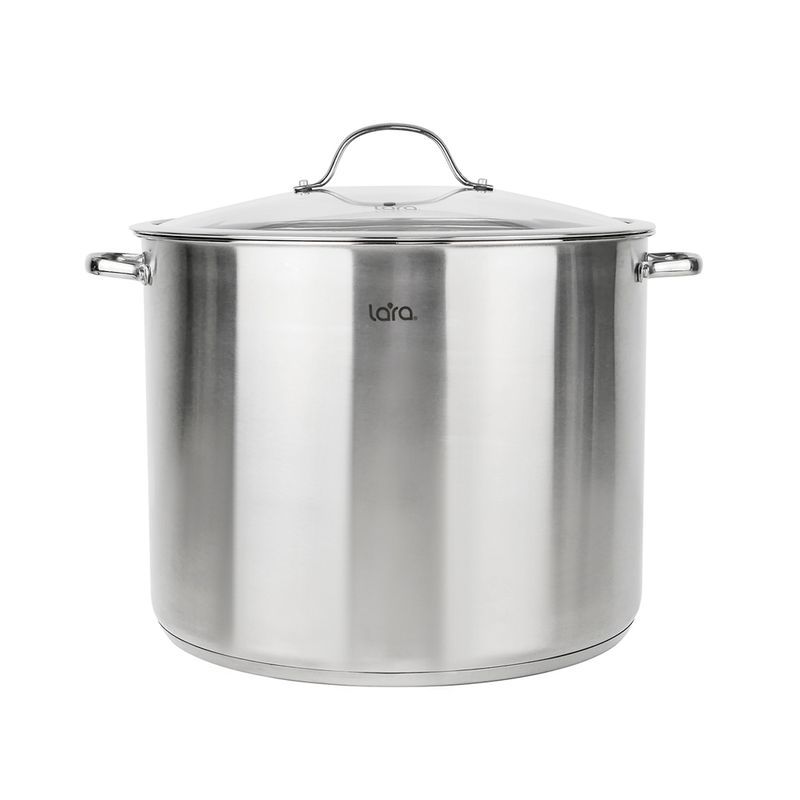 Кастрюля 14,7л h24см нерж.сталь АТЛАНТ стекл.крышка 28см 5-ти сл.капс.индукц.дно LR02-900