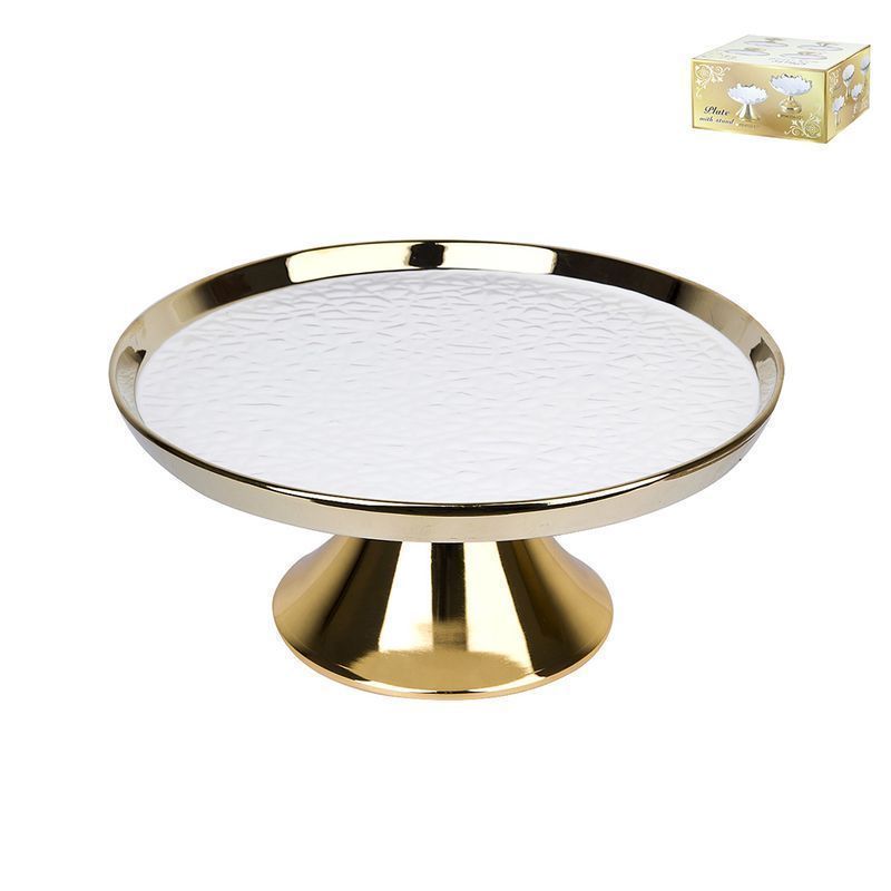 Тортовница 30,5*13см фарфор МАРШМЕЛЛОУ на ножке подар.уп. (6)