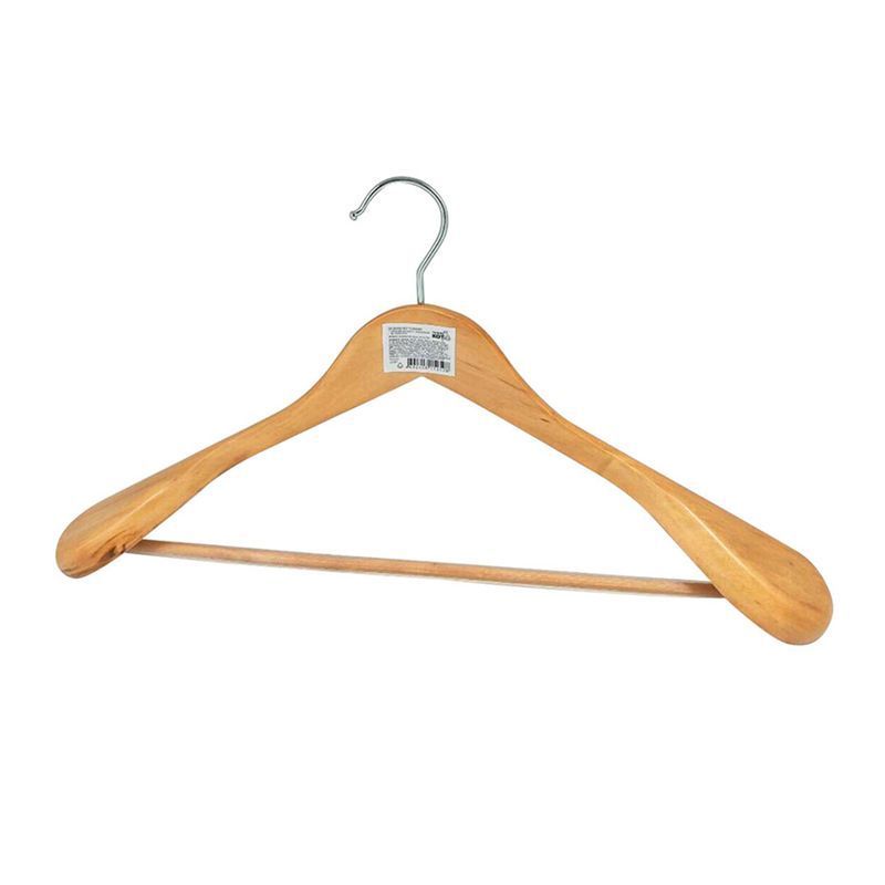 Вешалка костюмная с широкими плечами и перекладиной дерево с ПВХ покрытием (24)