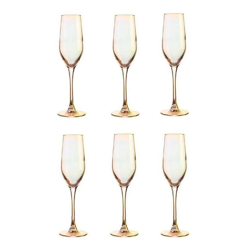 Бокалы для шампанского набор 6шт 160мл стекло ЗОЛОТИСТЫЙ ХАМЕЛЕОН (4)
