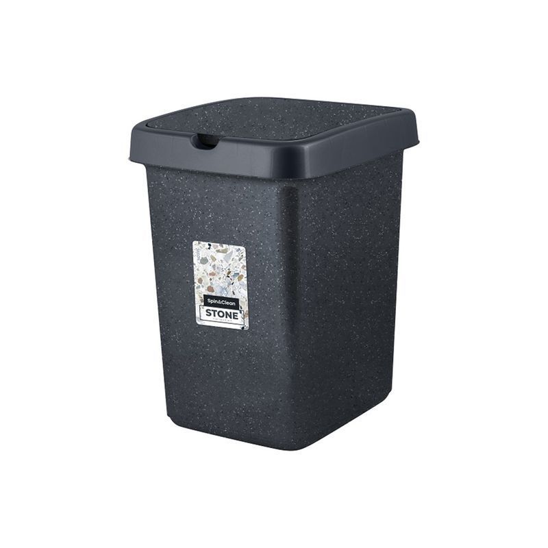 Контейнер для мусора 25л 33,5*29,5*42см пластик Stone темный камень с подвижной крышкой (4)