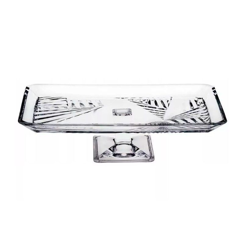 Блюдо 276*165*87мм стекло МАДЛЕН прямоугольное на ножке (2)