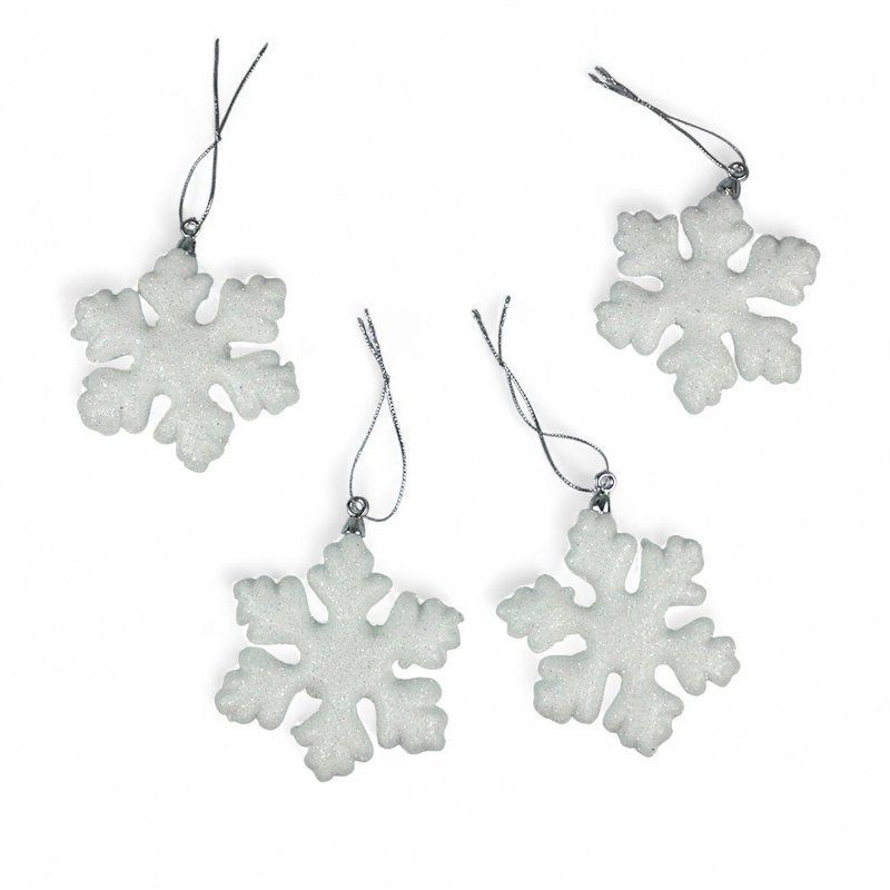 Игрушки новогодние на елку СНЕЖИНКА набор 4шт 7см пенопласт OSNN21-150/JC-16382 (1000)