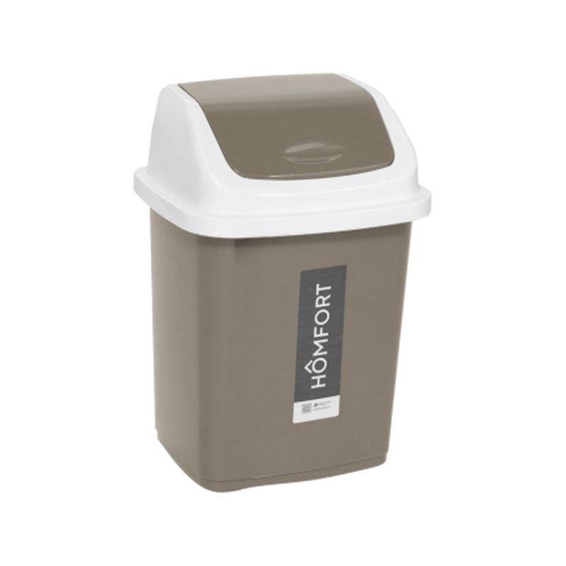 Контейнер для мусора 10л 24,5*19,5*27,5см пластик КОМФОРТ мокко с подвижной крышкой (18)