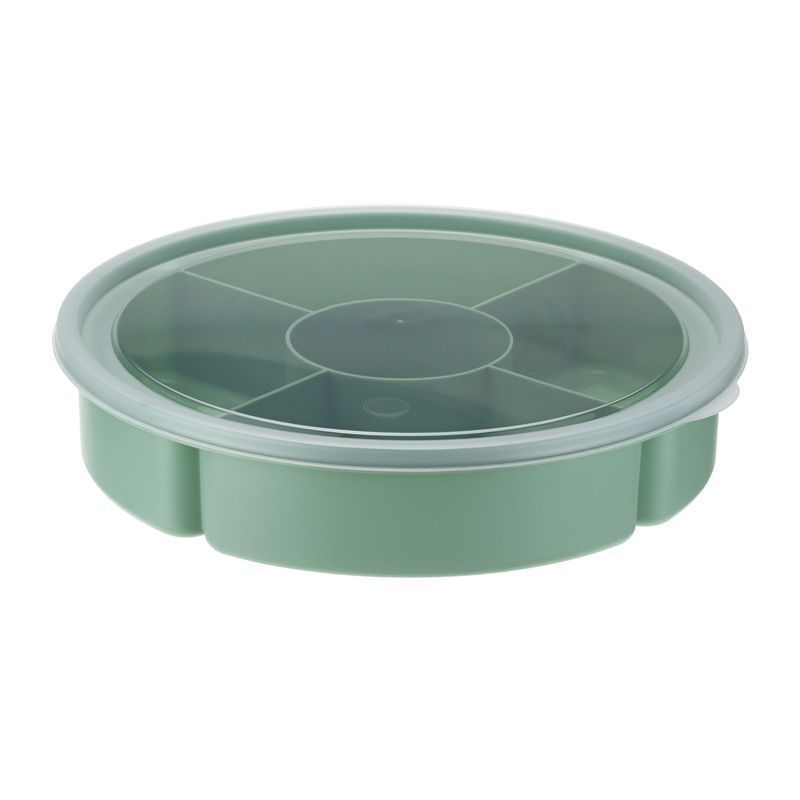 Менажница с крышкой 5 секций 4*400мл+220мл пластик Фисташковый (10)