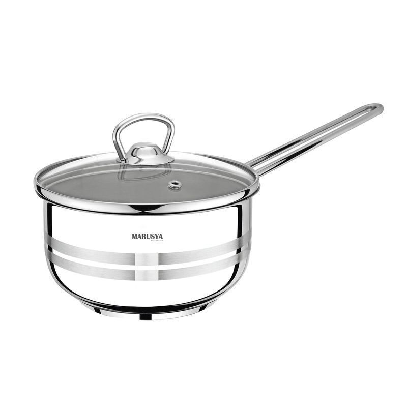 Ковш 1,2л нерж.сталь МОДЕРН со стекл.крышкой 14см (6)