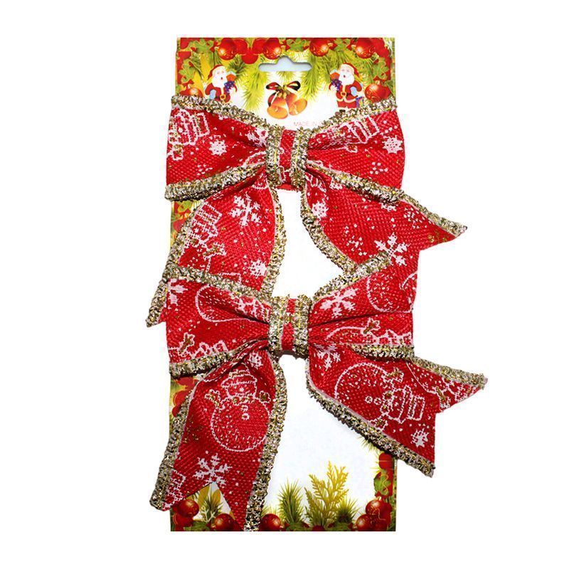 Украшение новогоднее БАНТ набор 2шт текстиль WD-22265/JC-14662 (500)