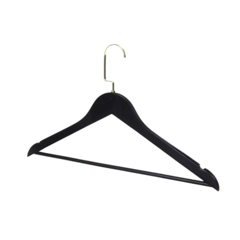 Вешалка-плечики дерево 45см черная, цвет крючка золото 302 (120)