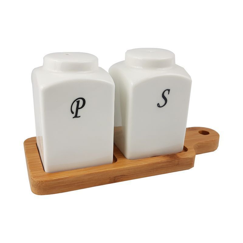 Набор для специй 2пр фарфор на бамбук.подставке 17*7*8см подар.уп Ja7268/JC-14158 (60)