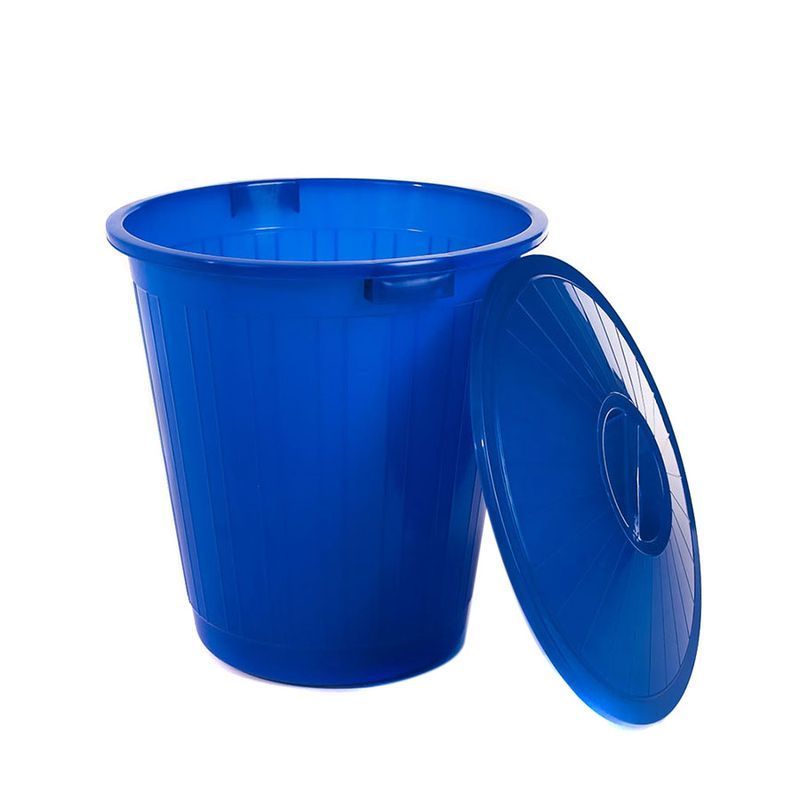 Бак 50л 46*47*46см пластик с крышкой синий (5)