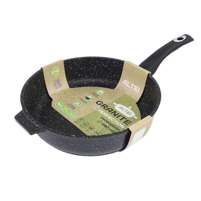 Сковорода 28см алюминий АП Granit Perfection black с несъемной ручкой (10)