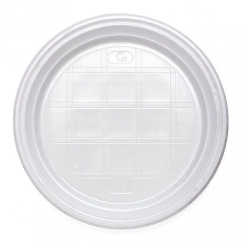 Тарелка одноразовая 16,5см полистирол белая ПОС08279 (20/100/1600/2400) 230-0725