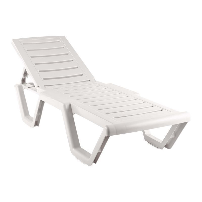 Шезлонг 186*63*32см пластик АТЛАНТ белый нагрузка до 150кг (1)