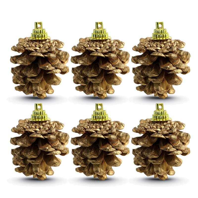 Игрушки новогодние на елку ШИШКИ набор 6шт 4см золото А-222/JC-14573 (288)