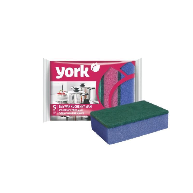 Губка для посуды 5шт 10*7*3см поролон Макси YORK (50)