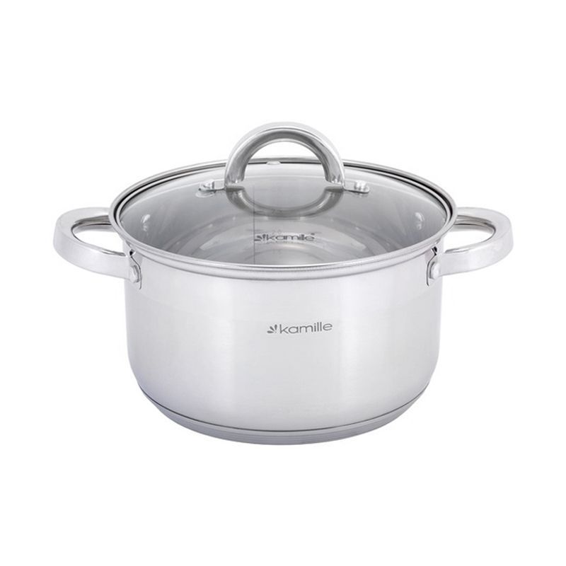 Кастрюля 6,5л нерж.сталь со стекл.крышкой 24см 5-ти сл.дно арт.5616S (8)