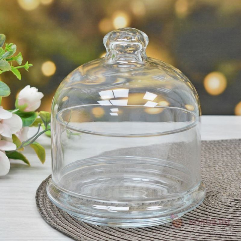 Емкость 134мм 500мл стекло БЕЙСИК с крышкой-куполом (12)