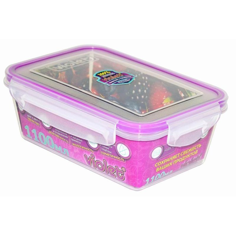 Контейнер пищевой 1,1л 200*140*70мм пластик герметичный  с клипсами прямоугольный прозрачный (20)
