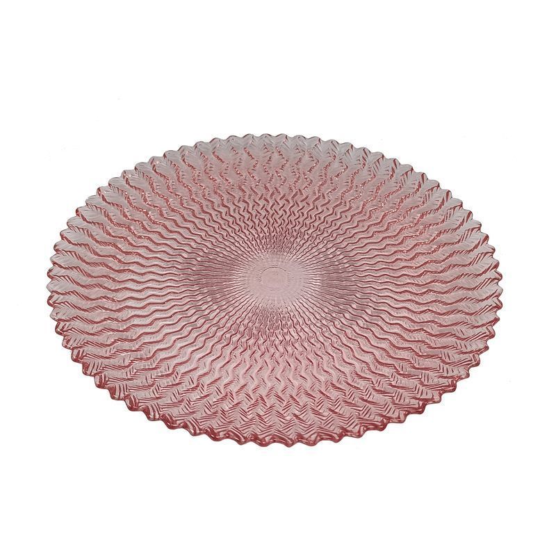 Тарелка мелкая 28см стекло Retro Pinky плоская 15882/R (6)
