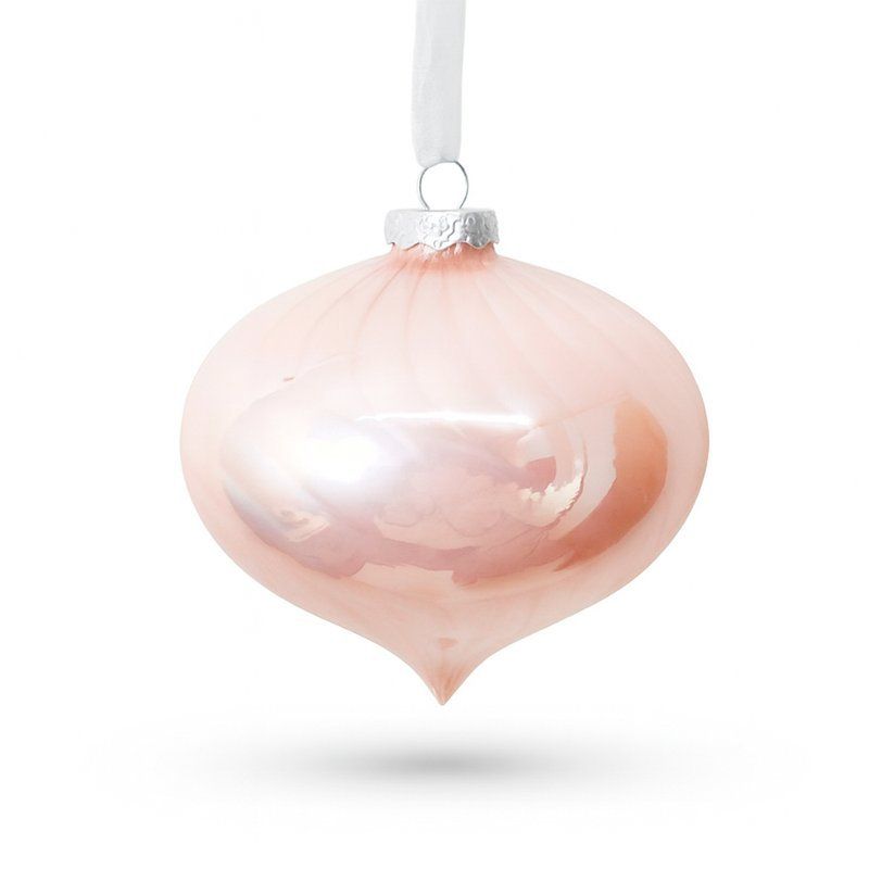 Игрушка новогодняя на елку ВОЛЧОК 10см стекло розовый перламутр (48) JC-17170