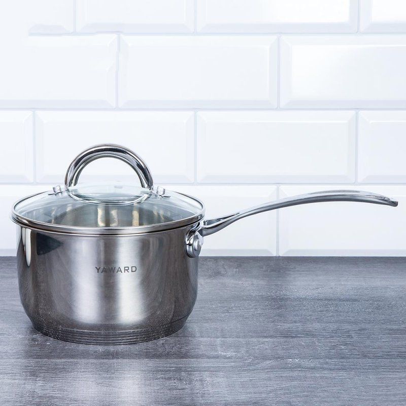 Ковш 1,8л нерж.сталь со стекл.крышкой, индукция, с утолщенным дном YWA080 (8)