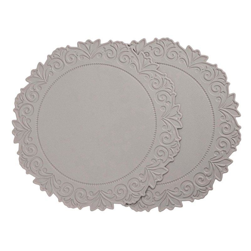 Салфетки сервировочные набор 2шт 38см ПВХ Экокожа серый (25)