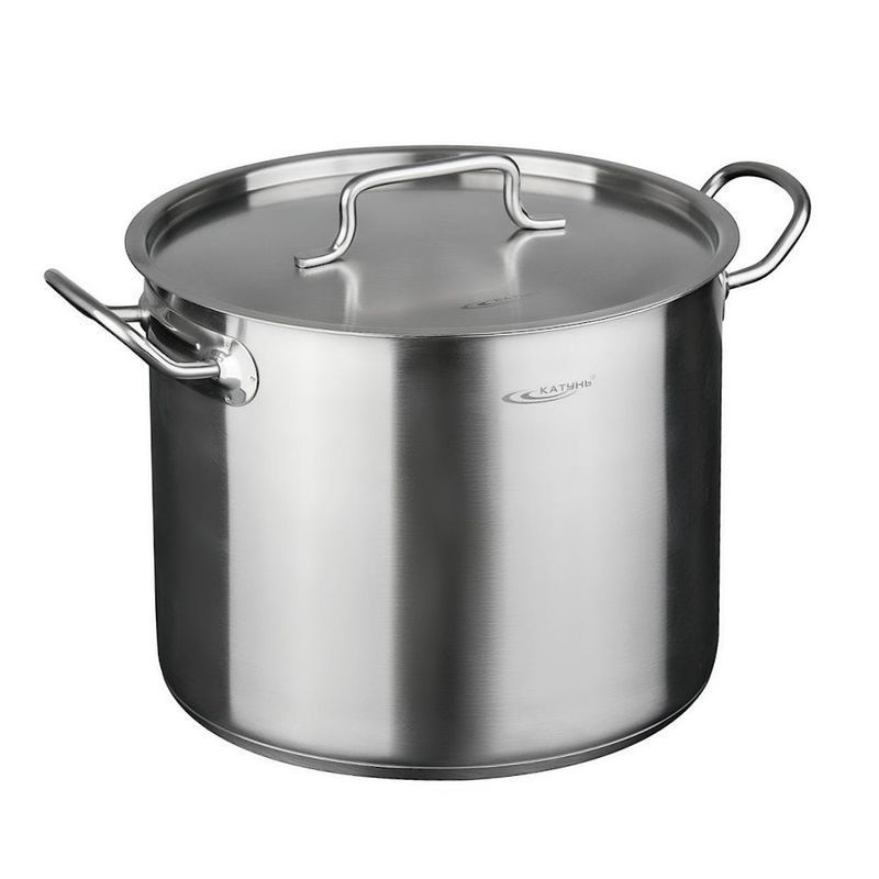 Кастрюля 20л нерж.сталь ОБЩЕПИТ-ШЕФ мет.крышка D32см H25см толщина стенок 0,8мм индукция КТ-ОБ-20 (1)