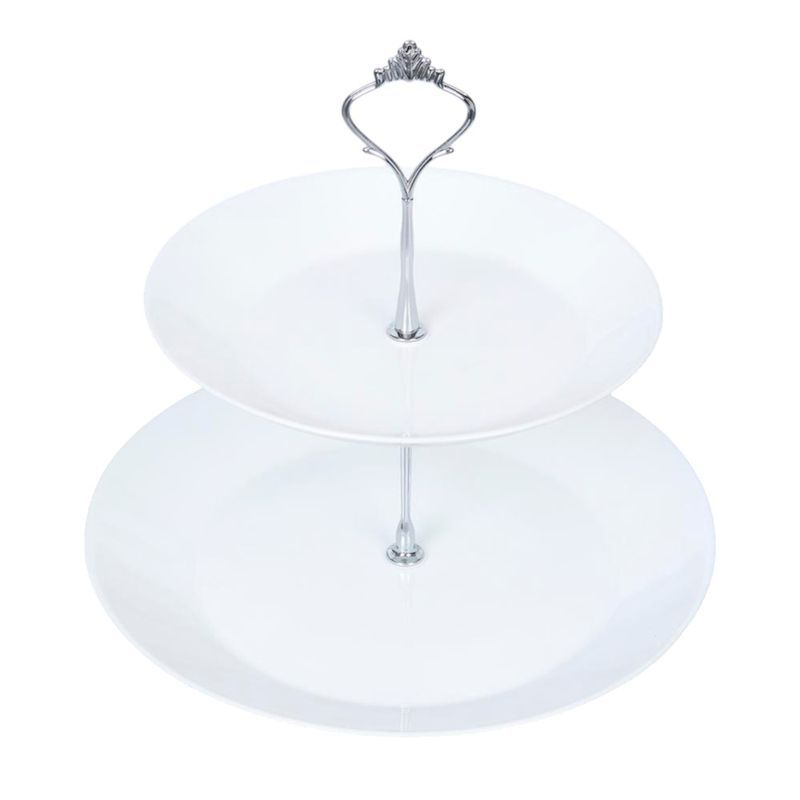 Этажерка сервировочная 2 яруса 19/24см стеклокерамика белая FLMLQP75/95 (12)