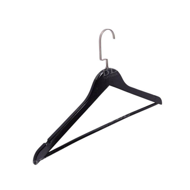 Вешалка-плечики дерево 45см черная, цвет крючка сталь 302(С) (120)