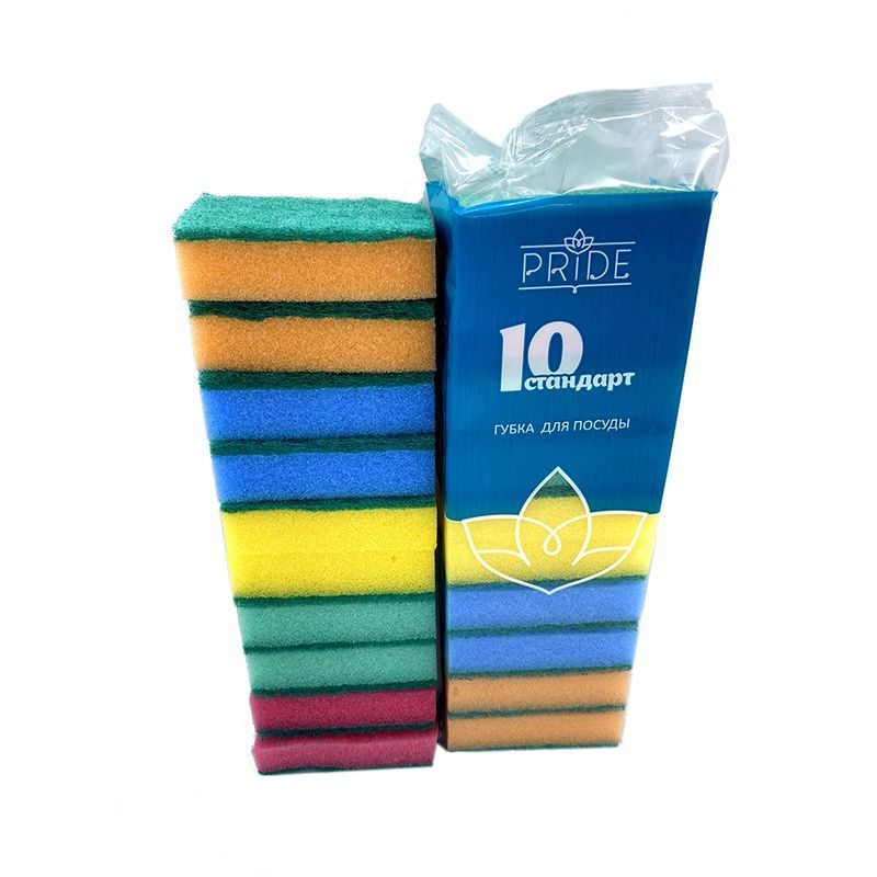 Губка для посуды 10шт. поролон СТАНДАРТ с чистящим слоем ГХ001 (30)