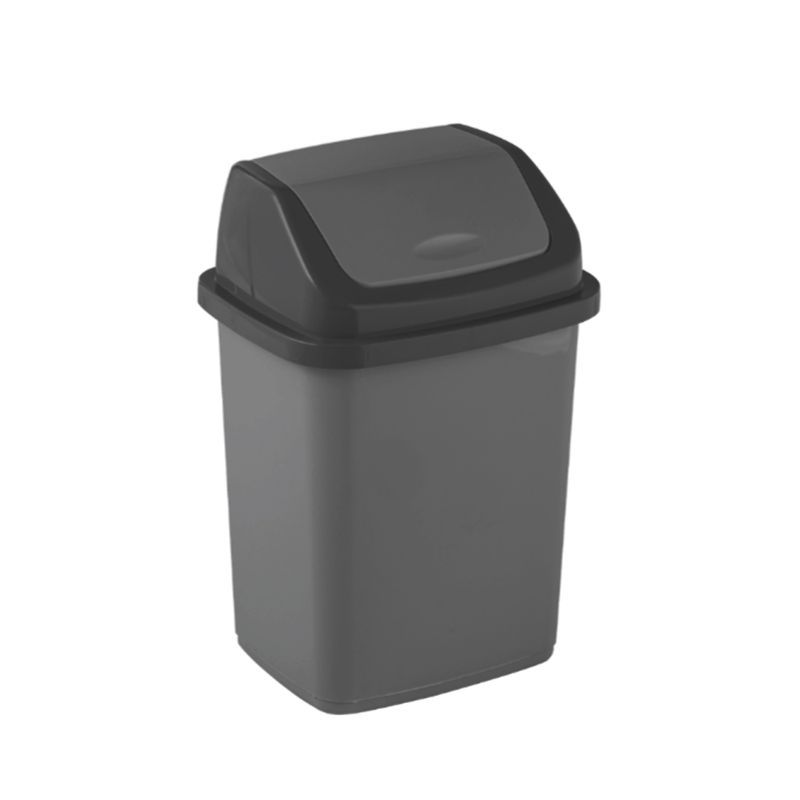 Контейнер для мусора 5л 19*15*21см пластик КОМФОРТ графит с подвижной крышкой (27)