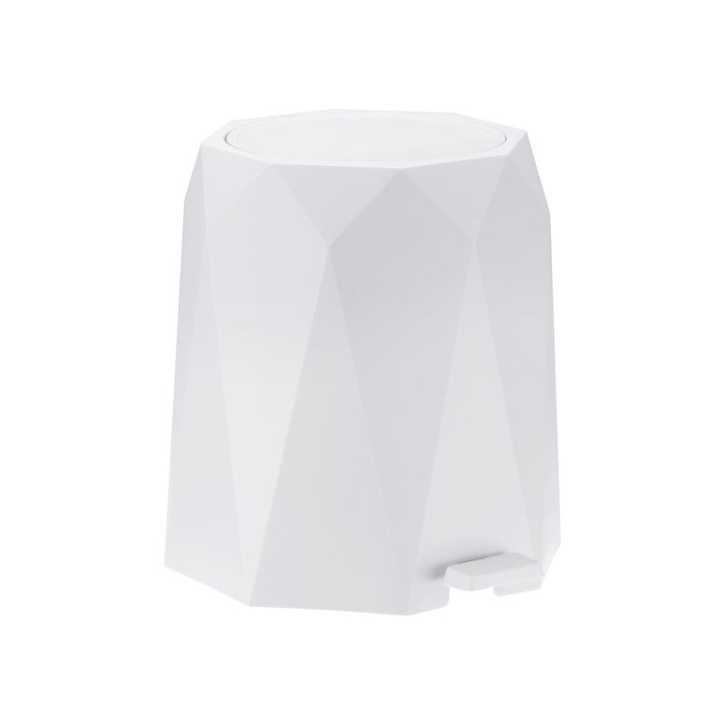 Контейнер для мусора 4,5л пластик ПРИЗМА белый с педалью (3)