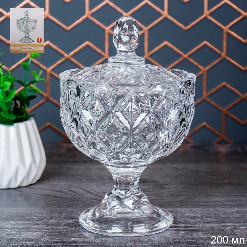 Сахарница 200мл стекло на ножке LGR-105 (36)