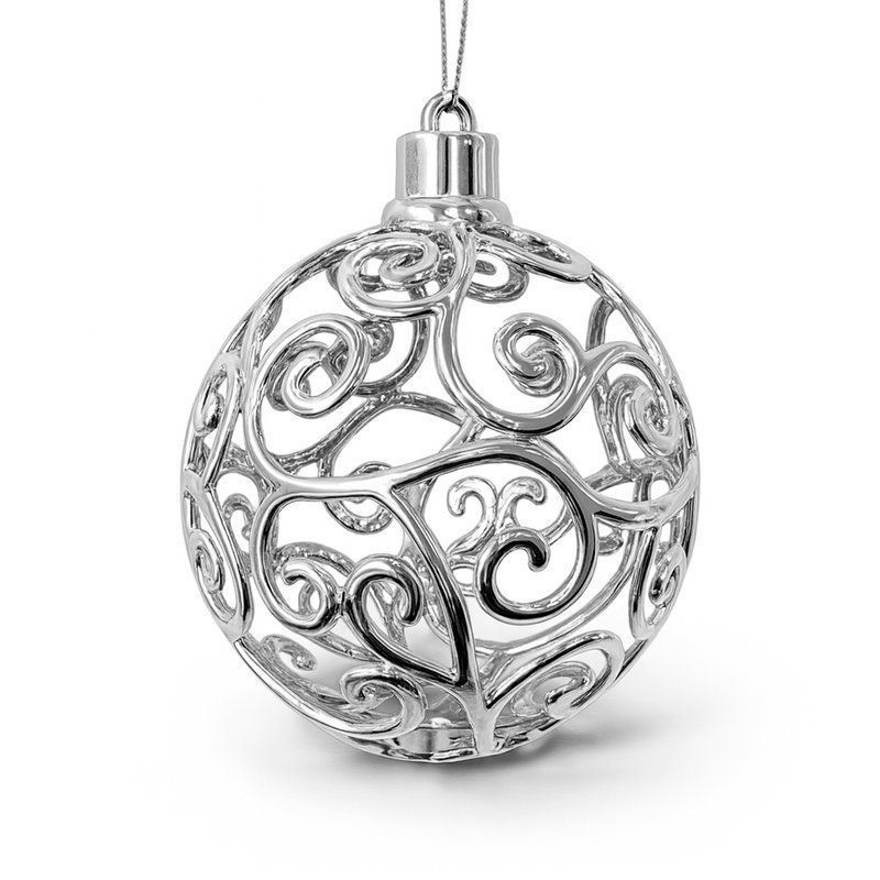 Игрушка новогодняя на елку ШАР 8см серебро LF-7060S/JC-16269 (480)
