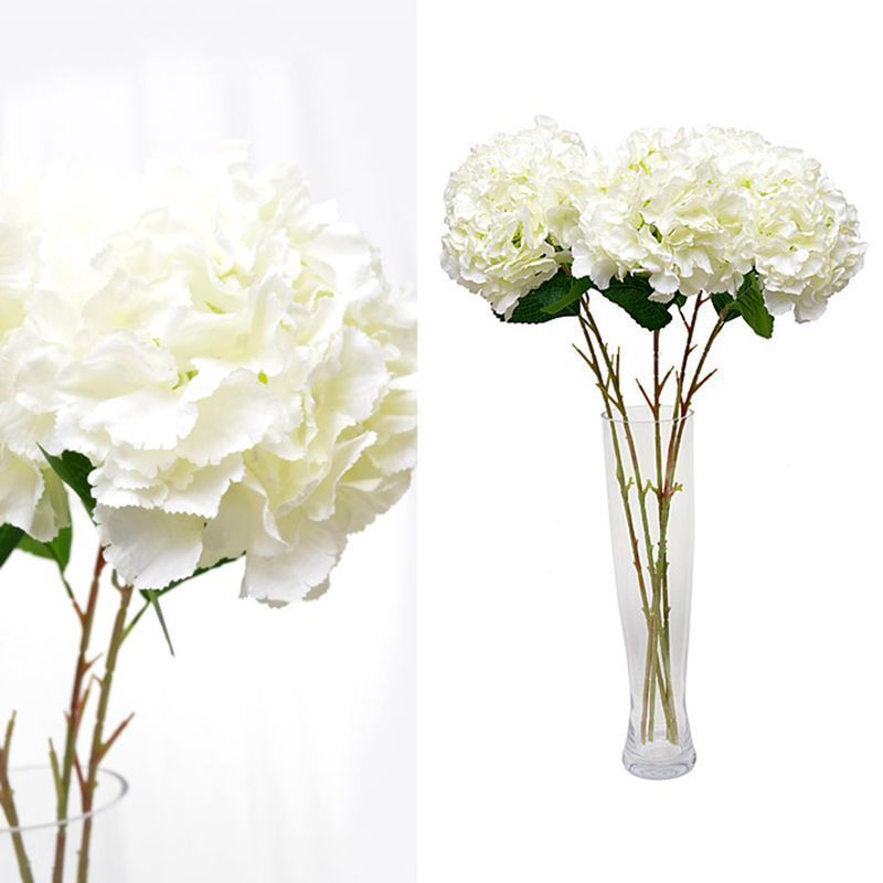 Цветы искусственные Гортензия белая 85см 25см пластик A34 (100/400)