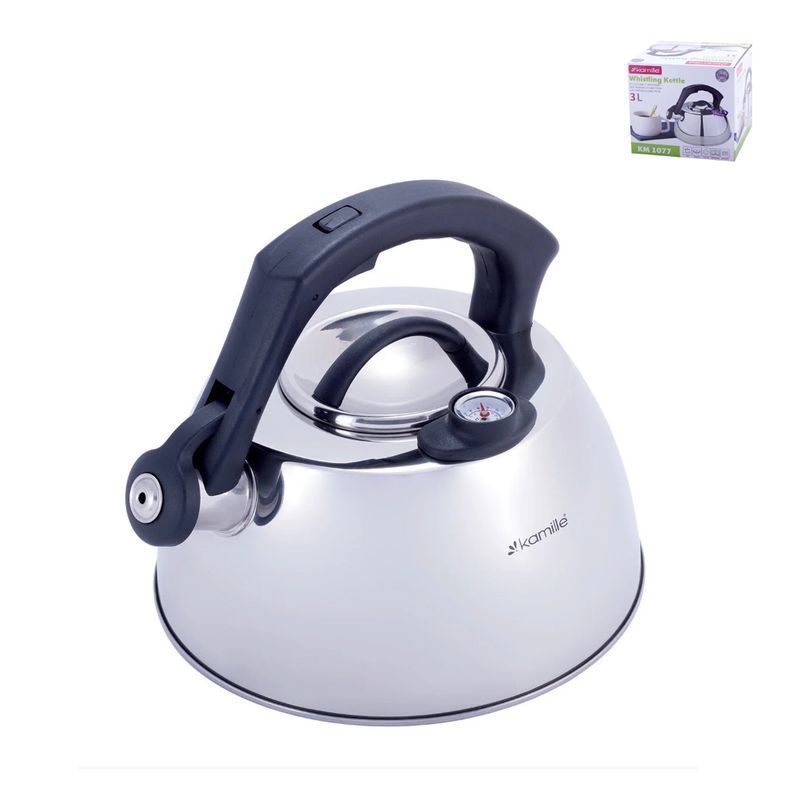 Чайник со свистком 3л нерж.сталь встр.термометр индукция арт.1077 (12)