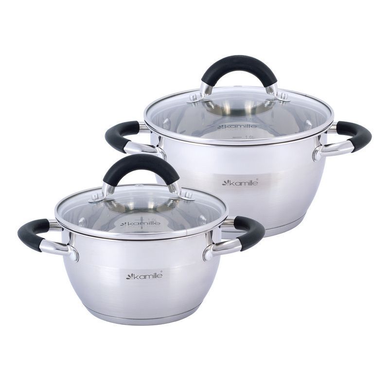 Набор кастрюль 2шт 1,8/2,5л нерж.сталь стекл.крышки арт.5753 (4)