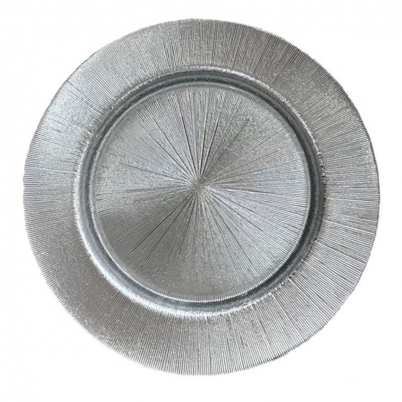 Тарелка мелкая 21см стекло серебристый десертная (18)