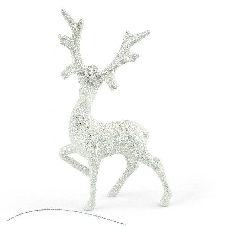 Игрушка новогодняя на елку ОЛЕНЬ 17*10см пластик белый OSHR21-592/JC-16473 (1000)