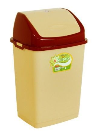 Контейнер для мусора 5л пластик ФАНТАЗИЯ №1 бежевый с подвижной крышкой (48) (УРНА №1) ВЫВОД