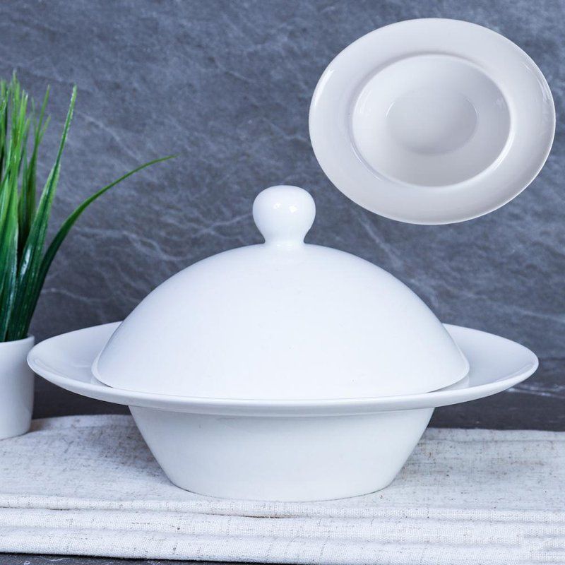 Тарелка глубокая фарфор 350мл с крышкой BF-788 (40)