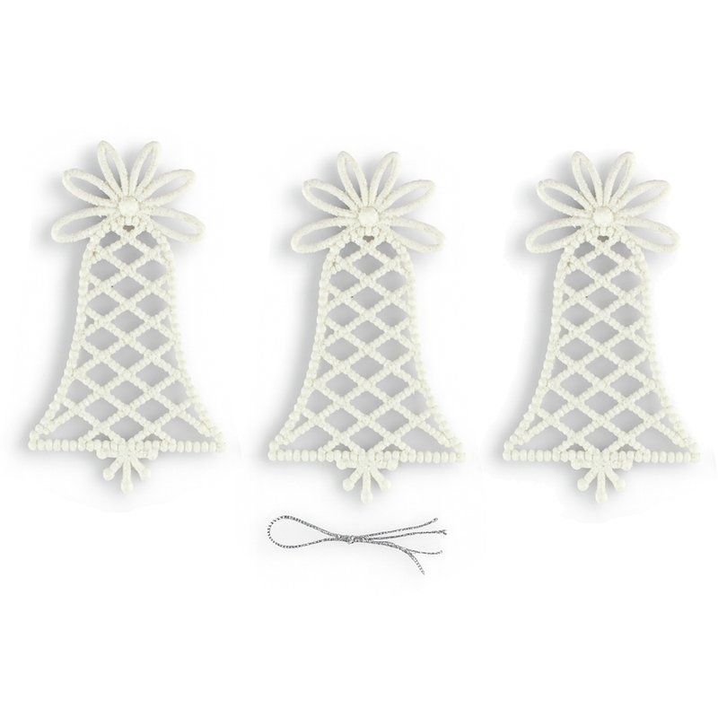 Игрушки новогодние на елку КОЛОКОЛЬЧИК набор 3шт 13*9см пластик белый OSHR22-021/JC-16558 (800)