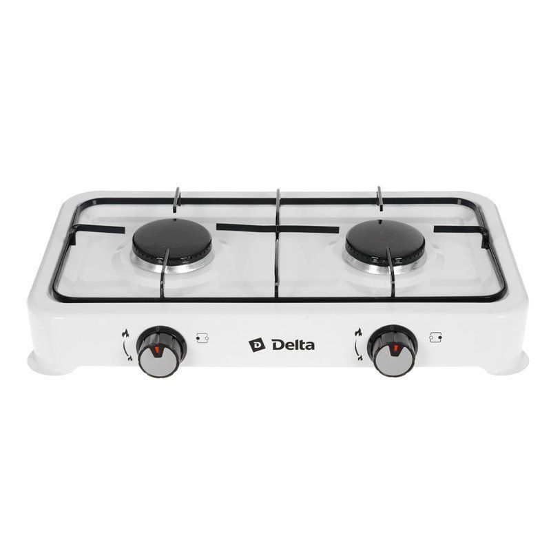 Плитка газовая металл DELTA D-2206 двухконфорочная белый (2)
