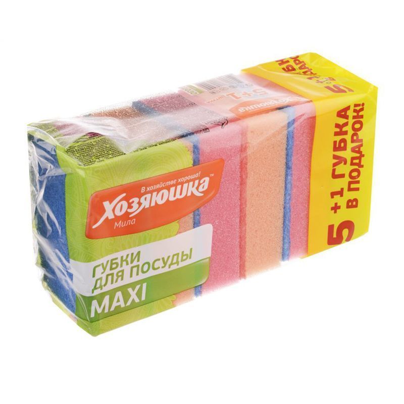 Губка для посуды 6шт поролон ХОЗЯЮШКА Мила MAXI (30)
